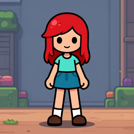 girl, red hair, full body
