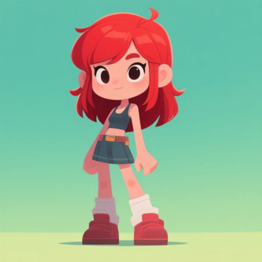 girl, red hair, full body