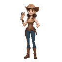 wild west female employee polishing a glass.