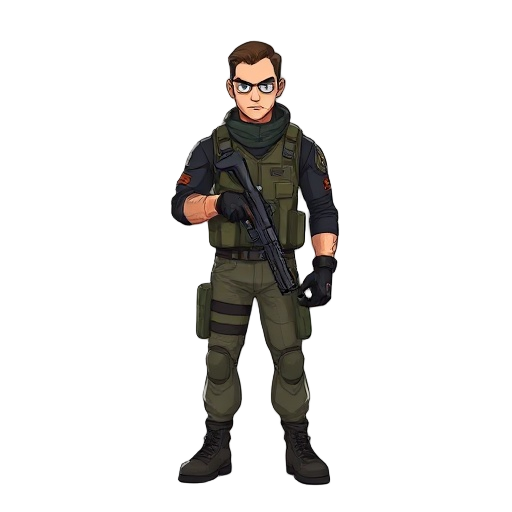 agen 47 wearin tctical gear but without a gun and all his body