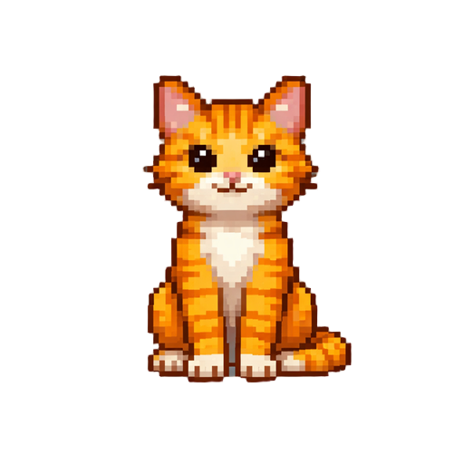 generate orange cat is sitting on its pawssitting on , no background, 