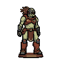 krotox rider form warhammer 40k facing right, no background and with black 1px outline. the feet should be located at the lower edge of the image. 