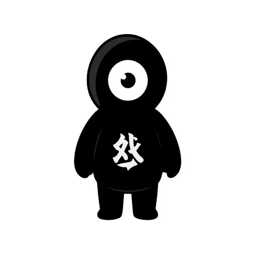 a shadow with white eye and a symbol on his chest