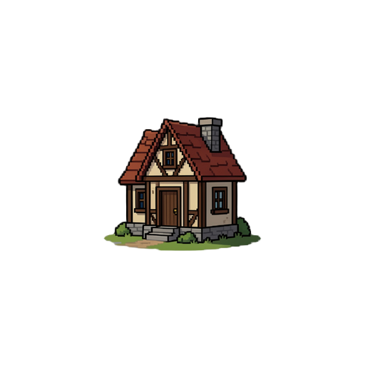 create a 2d pixel sprites of medieval houses