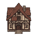 create a 2d sprite of a medieval house