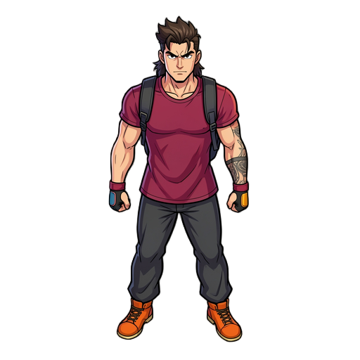 fammi questo persona un persaggio di street fighter alpha che abbia le stesse fattezze di guile 