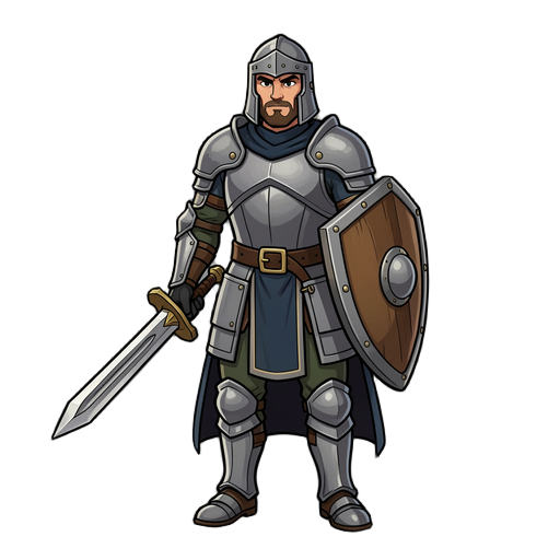 warrior male knight with sword and shield