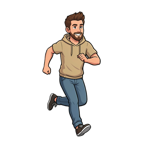 man in casual clothes running