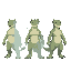 a three-stage evolutionary line of an original pokémon-style creature “based on a smilodon with half of its body ghostly and fading into mist””, showing all three forms side by side, cohesive design across all evolutions, no humanoid traits, creature main