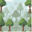 a 2d parallax background layer with only stylized forest trees, no ground or platforms. distant look with soft colors, low detail, and slight fog for depth. seamless horizontal tiling, soft lighting, high resolution, suitable for a mario-style platformer 