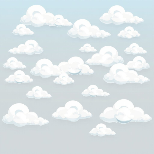 a 2d layer of stylized clouds for a parallax background in a platformer game. soft, fluffy clouds with simple shapes and smooth shading. isolated on a transparent background (png), no sky or other elements. seamless horizontally, clean style, high resolut