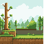 a 2d parallax background layer with only stylized forest trees, no ground or platforms. distant look with soft colors, low detail, and slight fog for depth. seamless horizontal tiling, soft lighting, high resolution, suitable for a mario-style platformer 