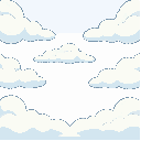 a 2d layer of stylized clouds for a parallax background in a platformer game. soft, fluffy clouds with simple shapes and smooth shading. isolated on a transparent background (png), no sky or other elements. seamless horizontally, clean style, high resolut