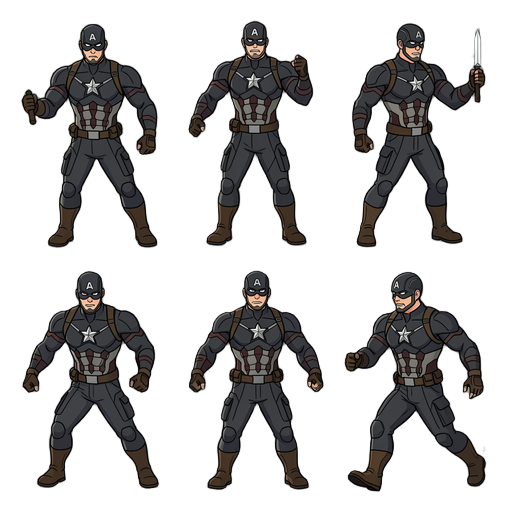 sprite for this action caracter, attack, walk, idle and run animations