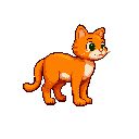 the cat is orange, cartoonish, humanoid, and in a 2d platform style. the cat is not wearing any clothes and is shown from the side.
