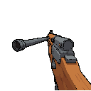 shotgun, quake style, first-person view, weapon facing mostly forward, slightly rotated about 10 degrees to the left, subtle 3/4 perspective, slight horizontal yaw to the left, barrel pointing toward the viewer with a small side reveal, minimal angle devi