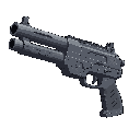 scifi shotgun, doom style, first-person view, weapon facing forward toward the enemy, slight horizontal angle showing one side of the weapon, centered perspective, subtle 3/4 view, foreshortening effect