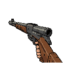 fps shotgun, doom style, first-person view, weapon facing forward toward the enemy, slight horizontal angle showing one side of the weapon, centered perspective, subtle 3/4 view, foreshortening effect