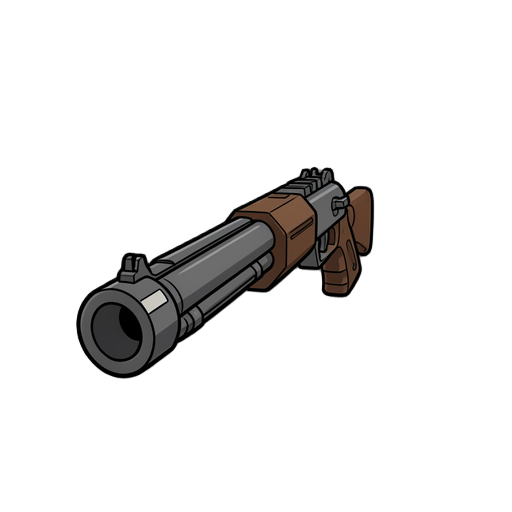 shotgun, quake style, first-person view, weapon facing mostly forward, slightly rotated about 10 degrees to the left, subtle 3/4 perspective, slight horizontal yaw to the left, barrel pointing toward the viewer with a small side reveal, minimal angle devi