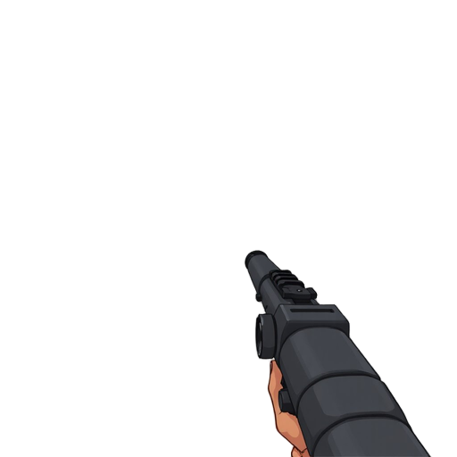 shotgun, quake style, first-person view, weapon facing mostly forward, no hands, slightly rotated about 10 degrees to the left