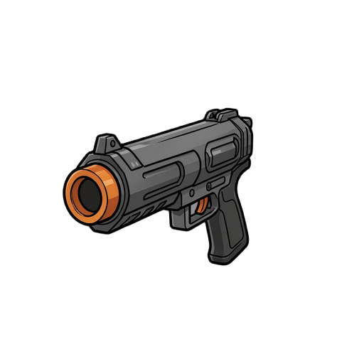 hotgun, quake style, first-person view, weapon facing mostly forward, slightly rotated about 10 degrees to the left, subtle 3/4 perspective, slight horizontal yaw to the left,  with a small side reveal, minimal angle deviation, centered composition