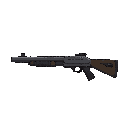 shotgun, quake style, first-person view, weapon facing mostly forward, slightly rotated about 10 degrees to the left