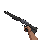shotgun, quake style, first-person view, weapon facing mostly forward, no hands, slightly rotated about 10 degrees to the left