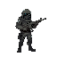 ottoman soldier drawing with ak 47 in hand, cyberpunk atmosphere