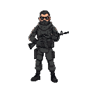 ottoman soldier drawing with ak 47 in hand, cyberpunk atmosphere