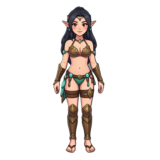 a beaultiful elf with bikini armor