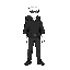 white man, black outfit, sunglasses, black backpack, sprite