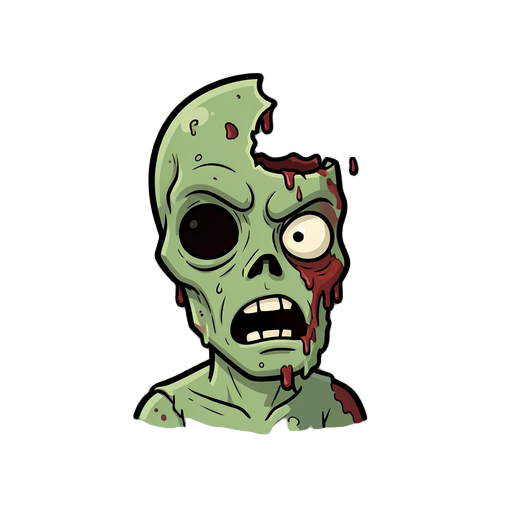 a zombie with half its head open. 