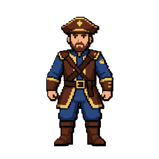 Cria um guerreiro naval em pixel vectorial