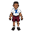 child in school uniform, in the image supposedly has his hands inside the pockets of his shorts, in your creation, create him with his hands outside, in a neutral position next to his body.