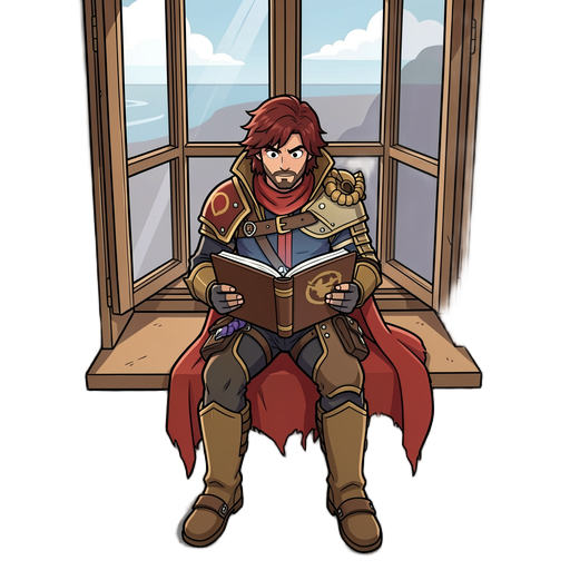 a character sitting by a window reading a book