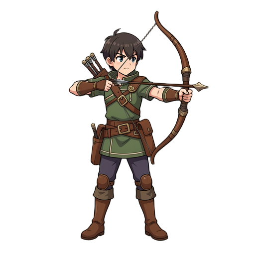 make me a 2d archer character, the character must be anime style