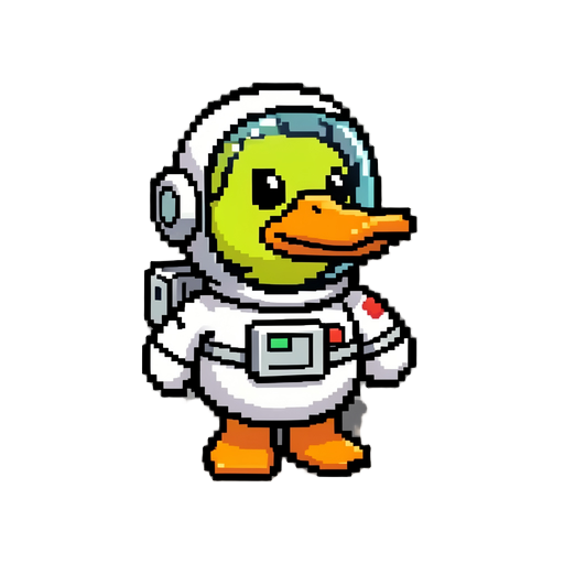 duck astronaut pixel he is looking to right and save the form of duck