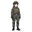 character sprite, soldier, female, agent, cap, armor, side view, standing, anime, stylized, specops