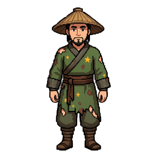 ảnh pixel nhân vật nam nông dân thời trung quốc cổ đại có mặc uần sao rách rưới
