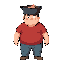 chubby guy with cast iron pot on the head for the game
