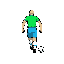 create a motion image for a free kick based on this sprite; the character is always seen from behind and walking towards the ball.