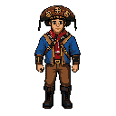 crie um personagem para um jogo 2d completo, calça marrom e bota preta