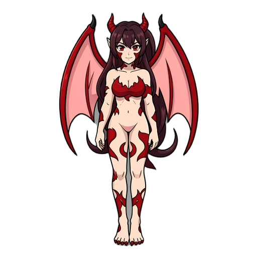 side view of an anime demoness girl.