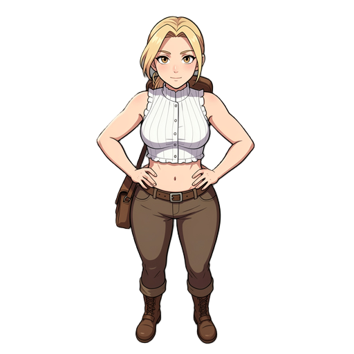 a sprite for this blond adventurer in a white crop top.