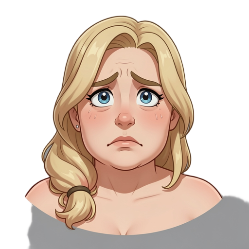 character model for a worried blonde fat woman.