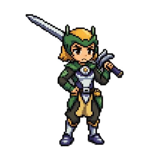 make a character sprite 16bit to look like octopath traveler out of my reference picture