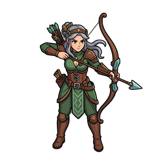 сгенерируй лучницу для будущих спрайтов для топ давн игры