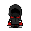  character for 2d side scroller minimalistic assasin with hood on and a red cape