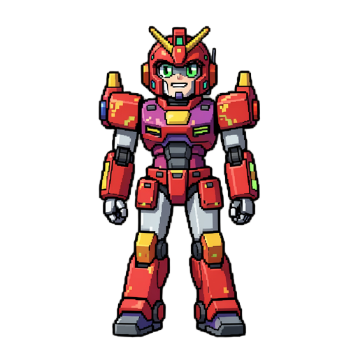 robot, girl, mecha, cute, crazy, pixel