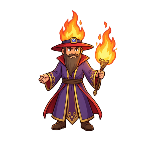 creame un mago de fuego